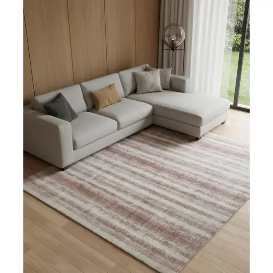 Tan Ivory And Pink Abstract Hand Woven Area Rug Photo 1