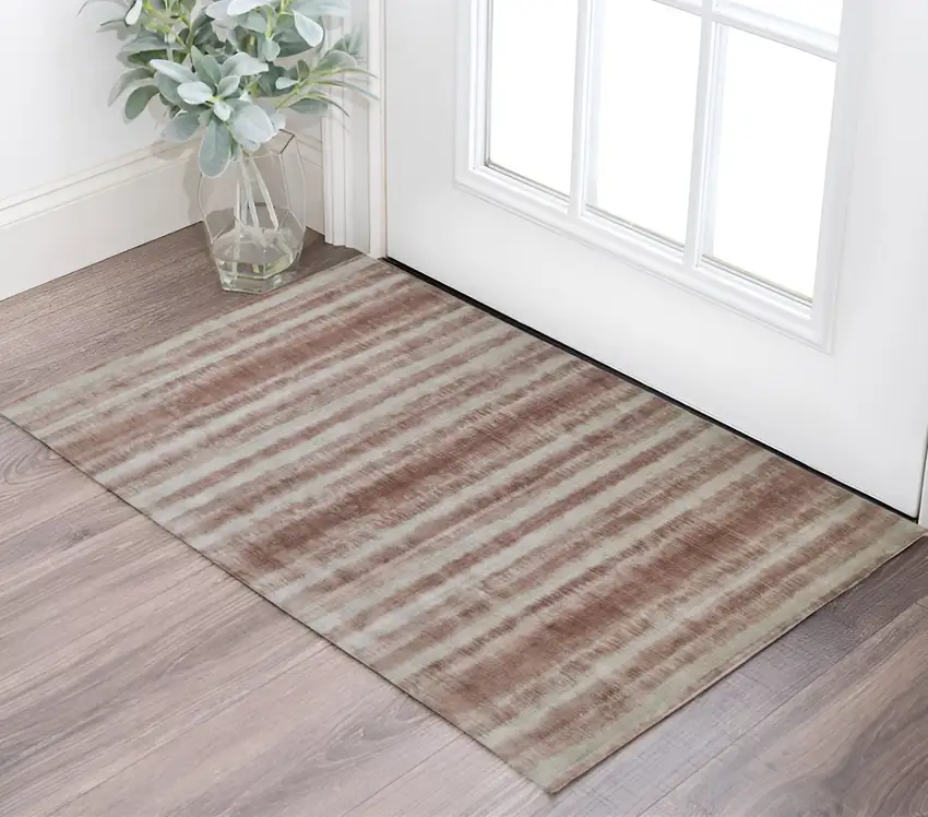 Tan and Ivory Abstract Hand Woven Area Rug Photo 1