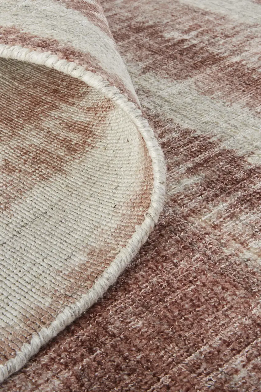 Tan Ivory And Pink Abstract Hand Woven Area Rug Photo 9