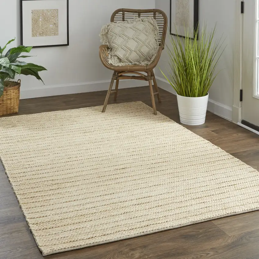 Tan Ivory And Taupe Hand Woven Area Rug Photo 6