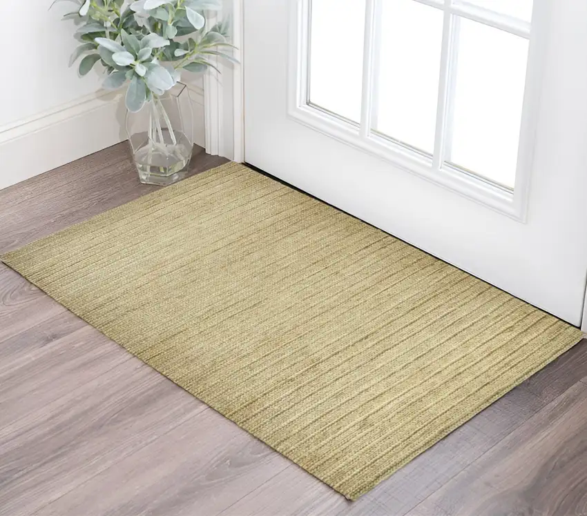 Tan Ivory And Taupe Hand Woven Area Rug Photo 1