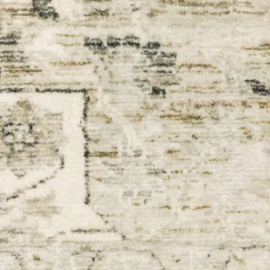 Tan Ivory Grey And Beige Oriental Power Loom Stain Resistant Runner Rug Photo 9