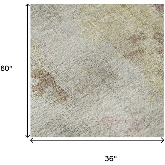 Tan Mauve And Ivory Abstract Washable Area Rug With UV Protection Photo 8
