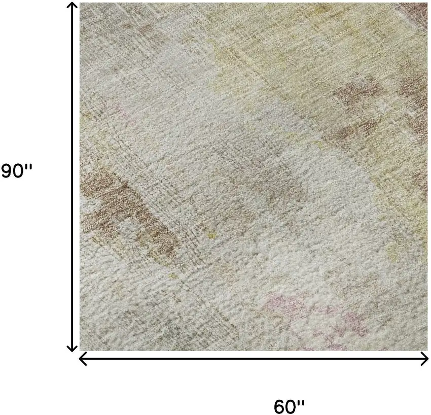 Tan Mauve And Ivory Abstract Washable Area Rug With UV Protection Photo 8