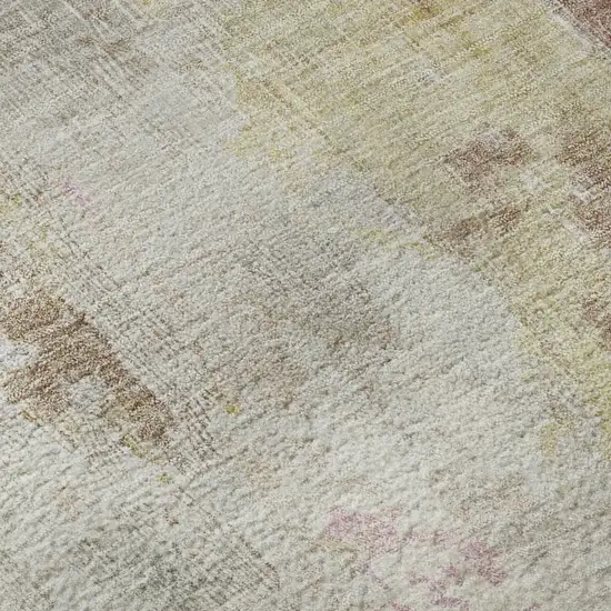 Tan Mauve And Ivory Abstract Washable Area Rug With UV Protection Photo 1