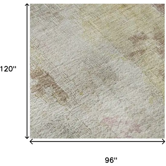Tan Mauve And Ivory Abstract Washable Area Rug With UV Protection Photo 8