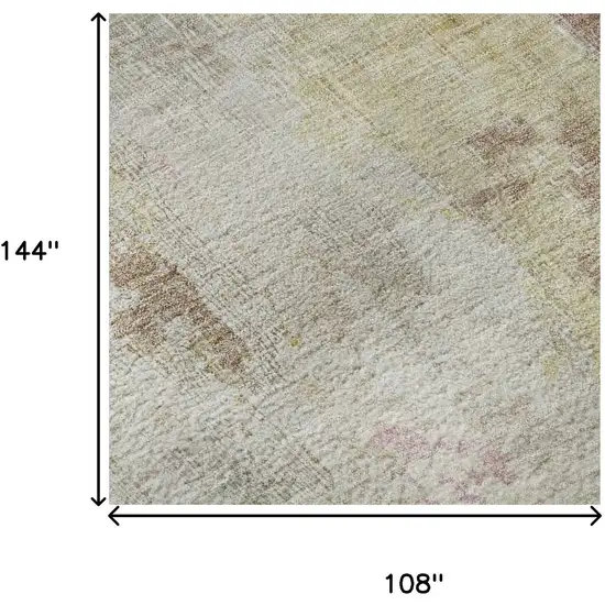 Tan Mauve And Ivory Abstract Washable Area Rug With UV Protection Photo 8