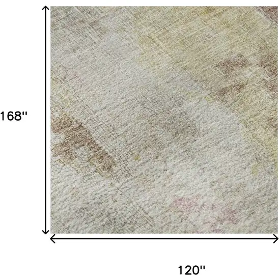 Tan Mauve And Ivory Abstract Washable Area Rug With UV Protection Photo 8
