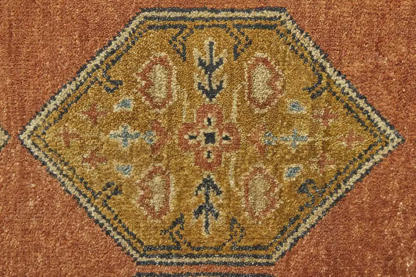 Tan Orange And Brown Wool Floral Hand Knotted Stain Resistant Area Rug Photo 2