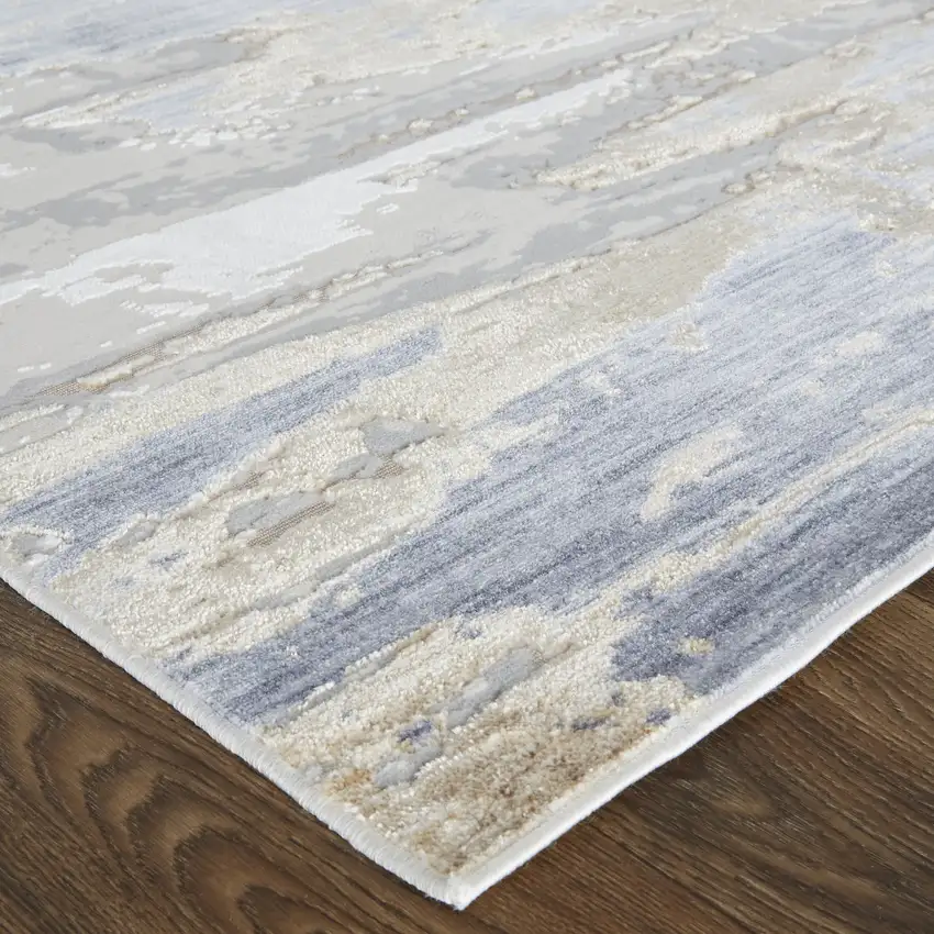 Tan Orange And Ivory Abstract Power Loom Distressed Area Rug Photo 8