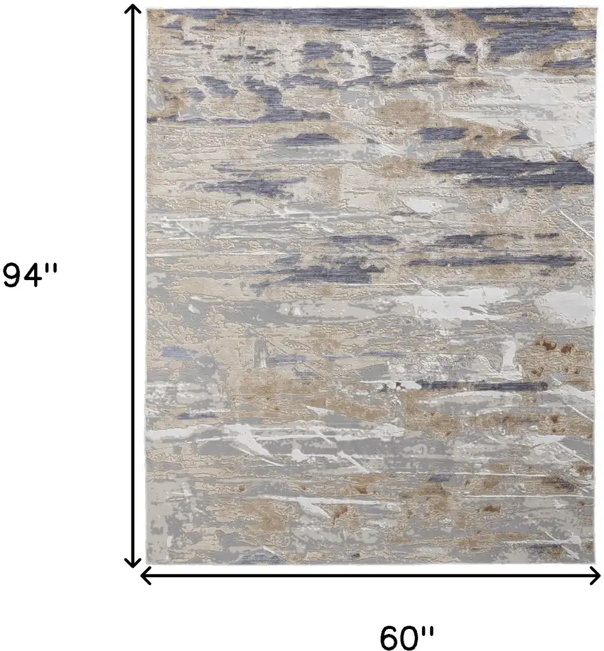 Tan Orange And Ivory Abstract Power Loom Distressed Area Rug Photo 10