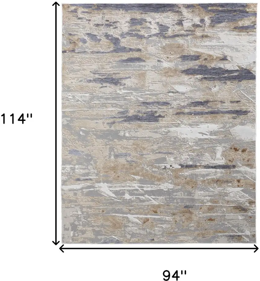 Tan Orange And Ivory Abstract Power Loom Distressed Area Rug Photo 5
