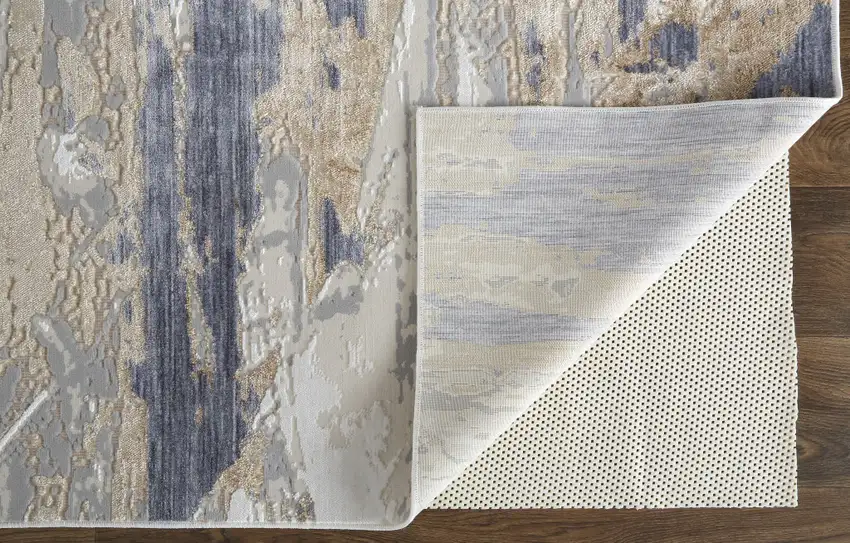Tan Orange And Ivory Abstract Power Loom Distressed Area Rug Photo 3