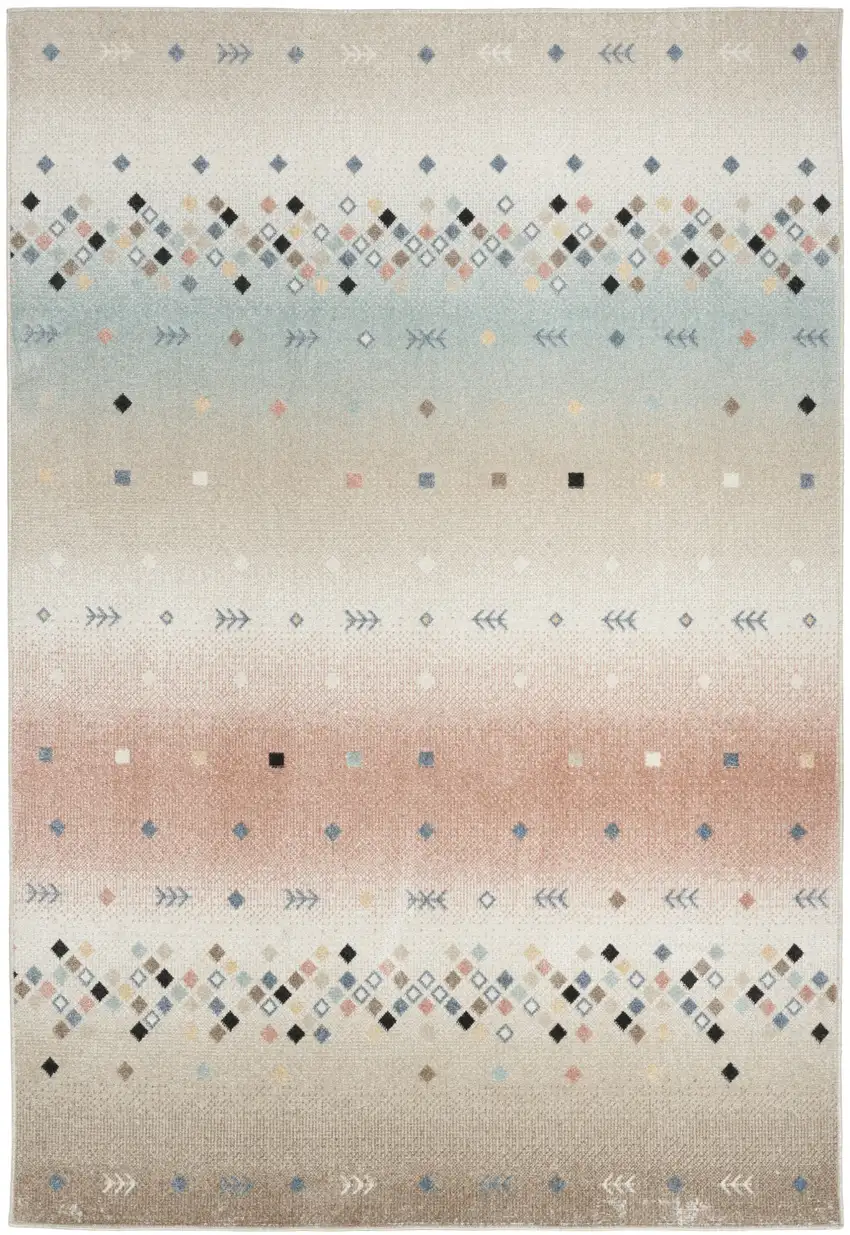 Tan Orange and Ivory Geometric Flatweave Area Rug Photo 2