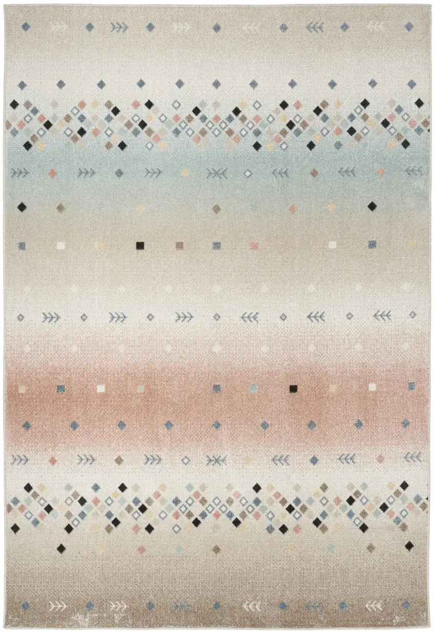 Tan Orange and Ivory Geometric Flatweave Area Rug Photo 5