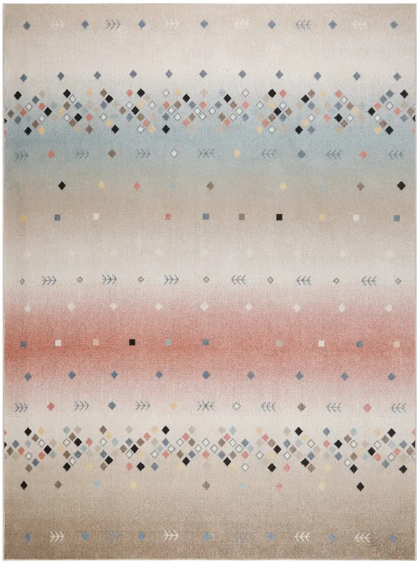 Tan Orange and Ivory Geometric Flatweave Area Rug Photo 4