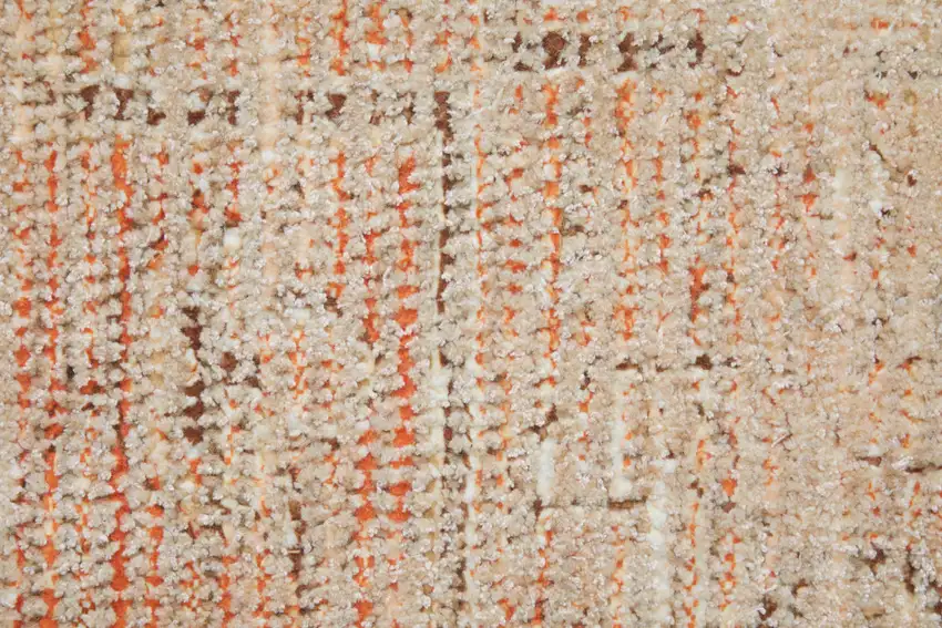 Tan Orange and Ivory Oriental Hand Woven Distressed Area Rug With Fringe Photo 7