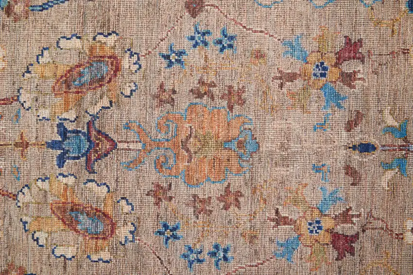 Tan Pink And Blue Floral Power Loom Area Rug Photo 4