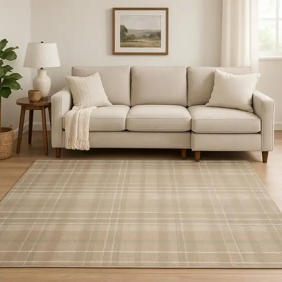 Tan Plaid Area Rug Photo 1