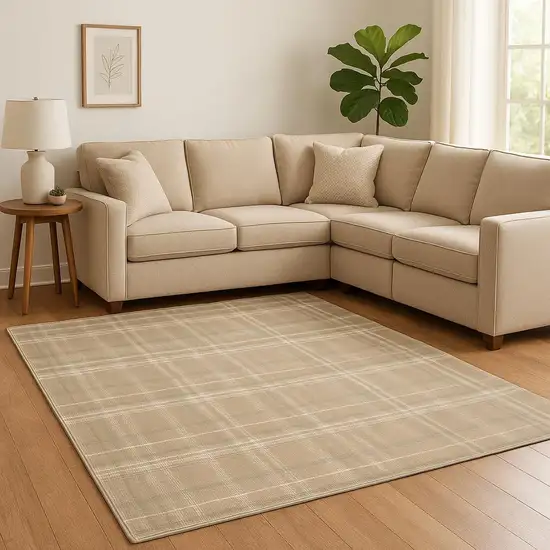Tan Plaid Area Rug Photo 1
