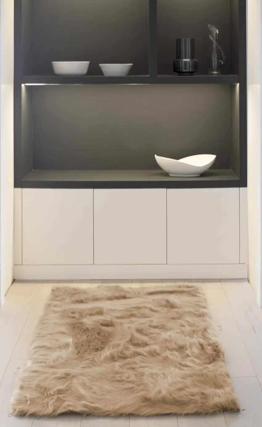 Tan Rectangular Faux Fur - Area Rug Photo 3