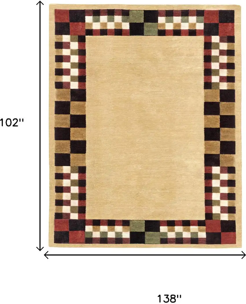 Tan Red And Black Oriental Hand Knotted Area Rug Photo 5