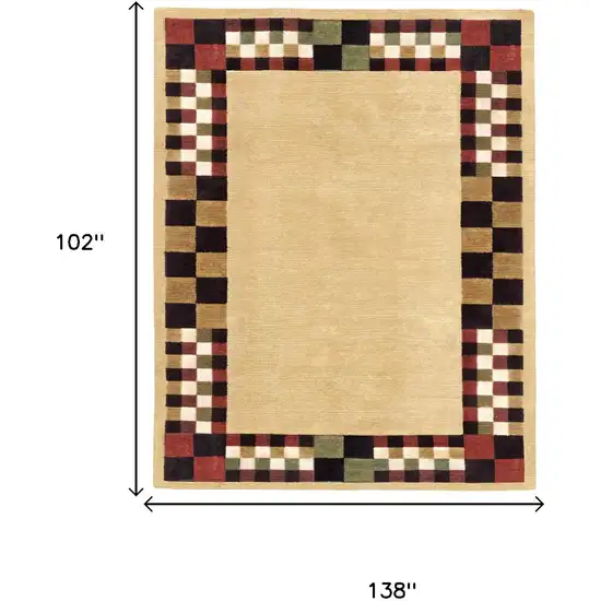 Tan Red And Black Oriental Hand Knotted Area Rug Photo 5