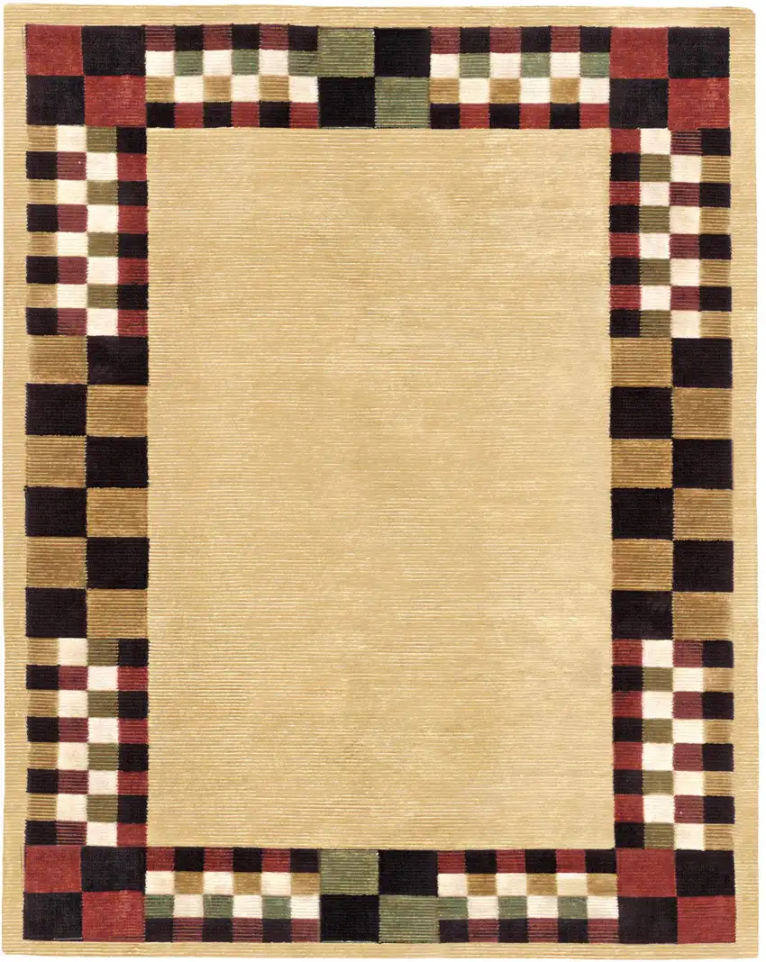 Tan Red And Black Oriental Hand Knotted Area Rug Photo 2