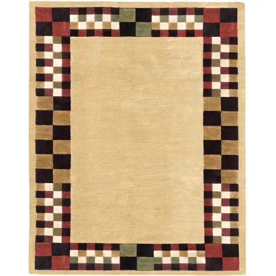 Tan Red And Black Oriental Hand Knotted Area Rug Photo 2