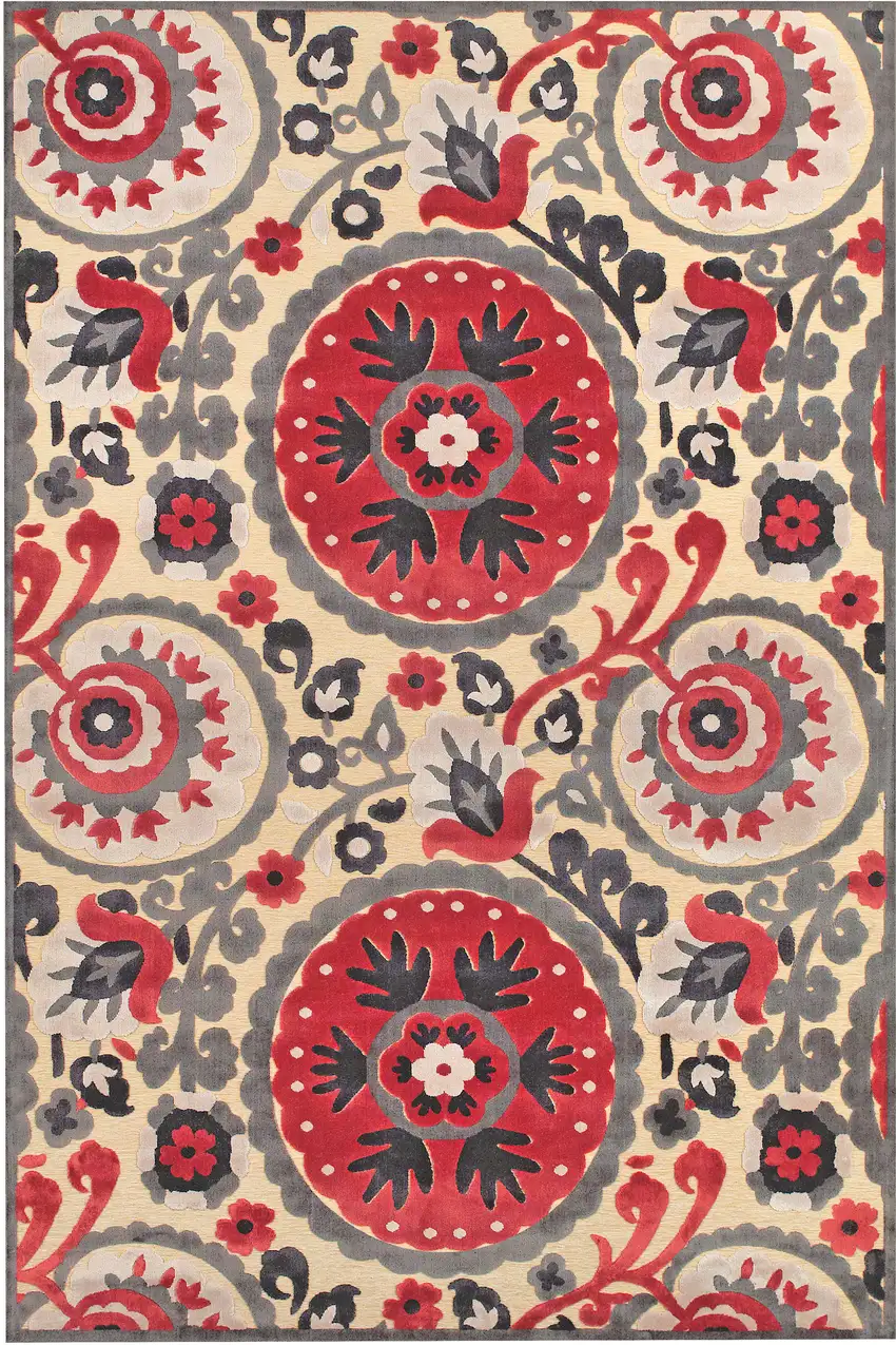 Tan Red and Taupe Paisley Power Loom Area Rug Photo 4