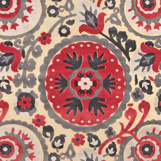 Tan Red and Taupe Paisley Power Loom Area Rug Photo 8