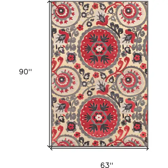 Tan Red and Taupe Paisley Power Loom Area Rug Photo 3