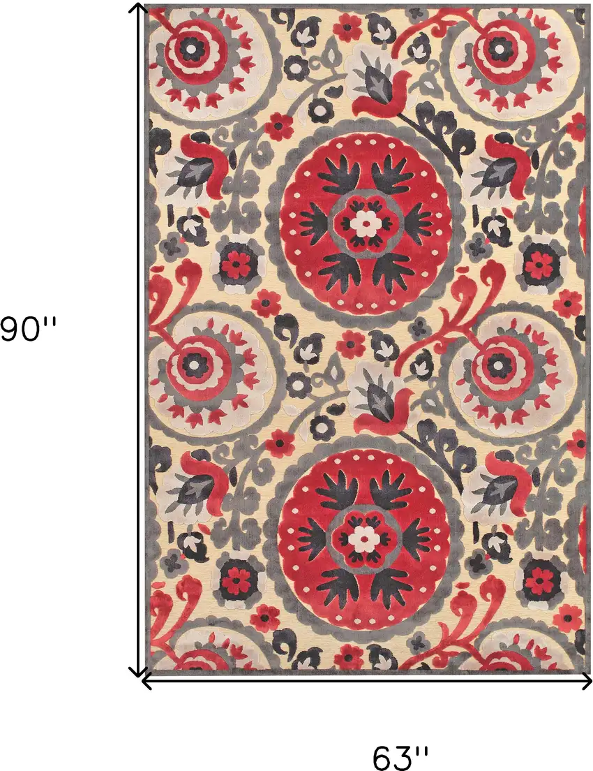 Tan Red and Taupe Paisley Power Loom Area Rug Photo 3