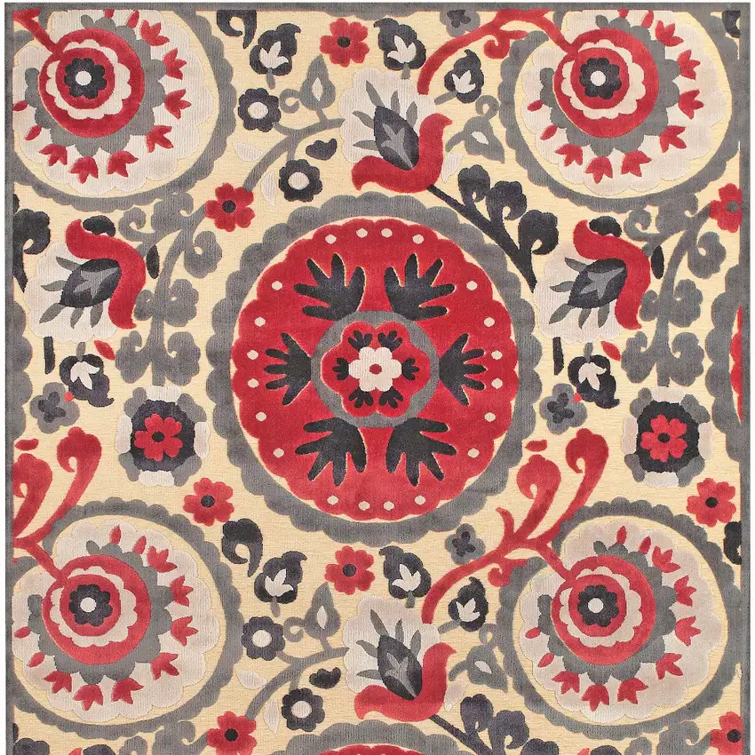 Tan Red and Taupe Paisley Power Loom Area Rug Photo 5