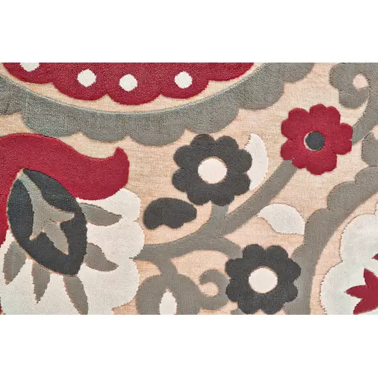 Tan Red and Taupe Paisley Power Loom Area Rug Photo 6