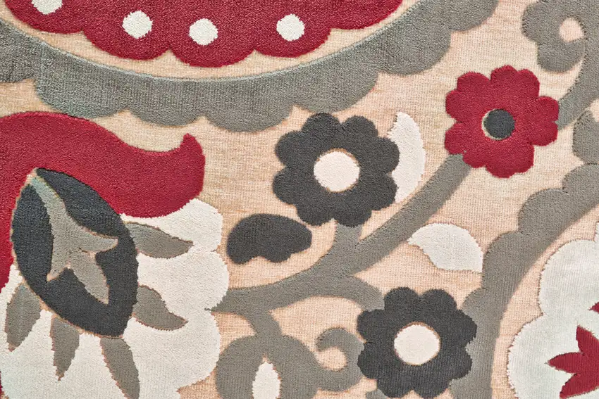 Tan Red and Taupe Paisley Power Loom Area Rug Photo 6
