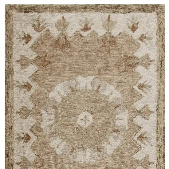 2' X 7' Tan Retro Modern Medallion Runner Rug Photo 4