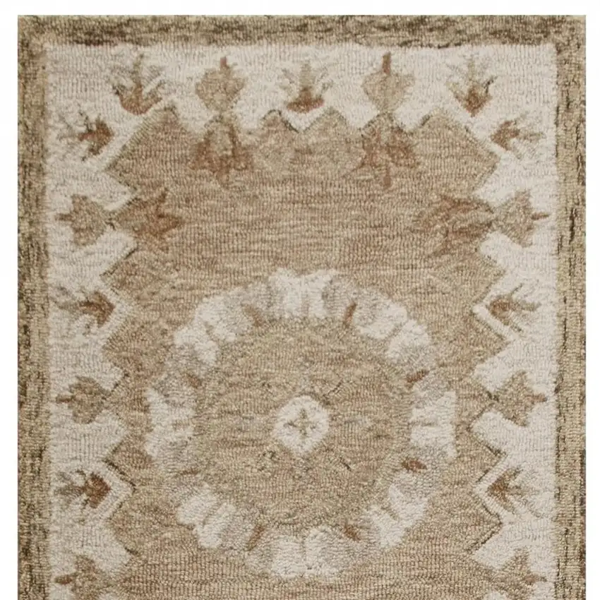 2' X 7' Tan Retro Modern Medallion Runner Rug Photo 4