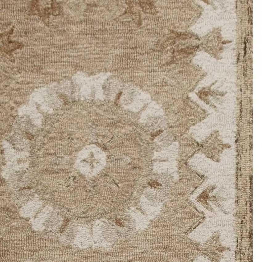 2' X 7' Tan Retro Modern Medallion Runner Rug Photo 5