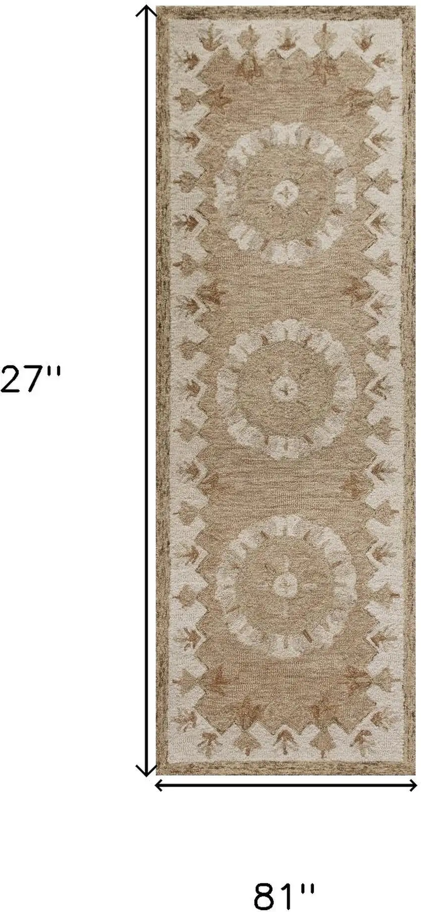2' X 7' Tan Retro Modern Medallion Runner Rug Photo 3
