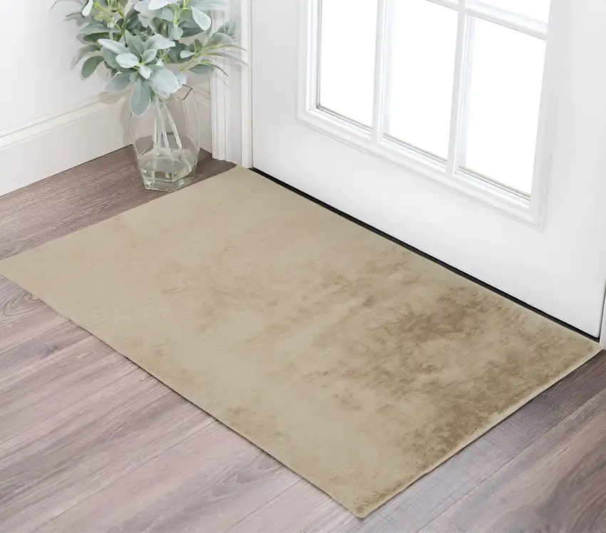 Tan Shag Non Skid Area Rug Photo 1
