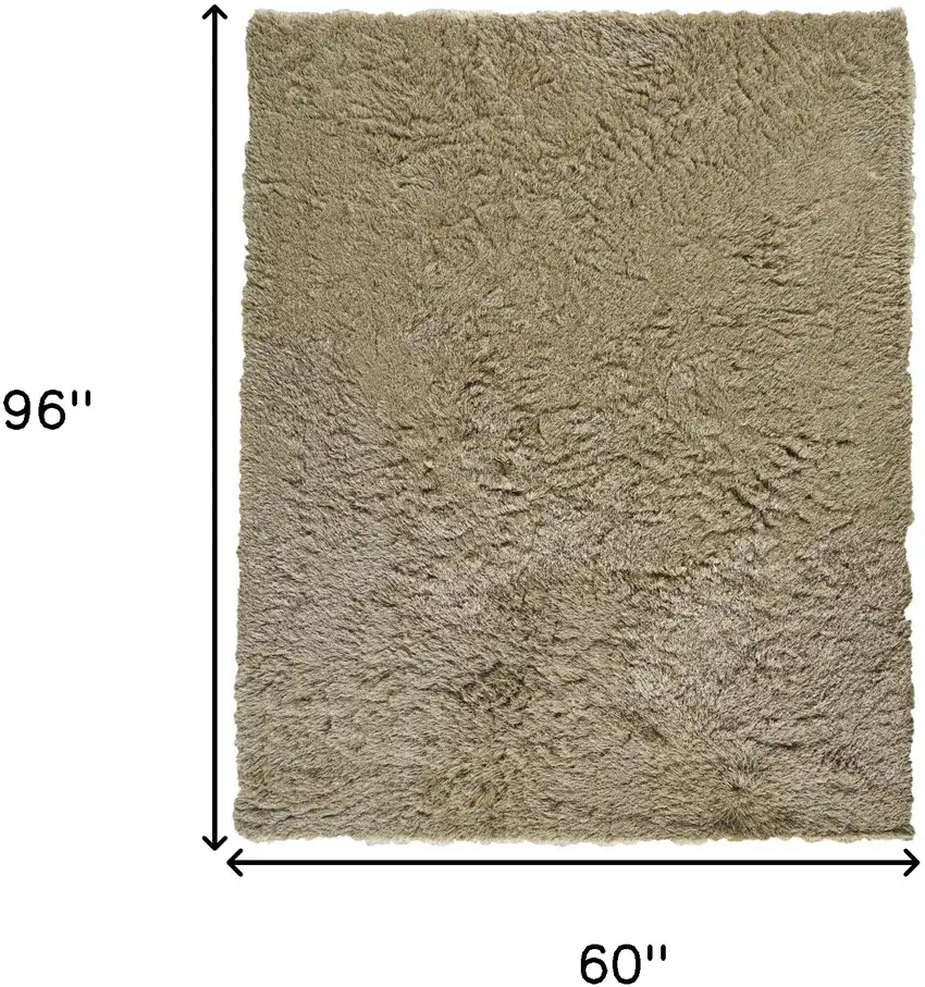 Tan Shag Hand Tufted Area Rug Photo 3