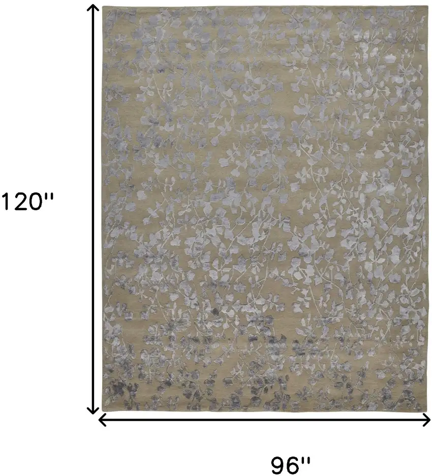 Tan Silver And Gray Wool Floral Tufted Handmade Area Rug Photo 10