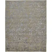 Photo of Tan Silver And Gray Wool Floral Tufted Handmade Area Rug