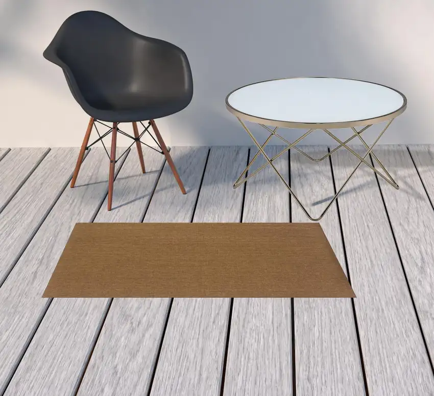 Tan Stain Resistant Indoor Outdoor Area Rug Photo 2