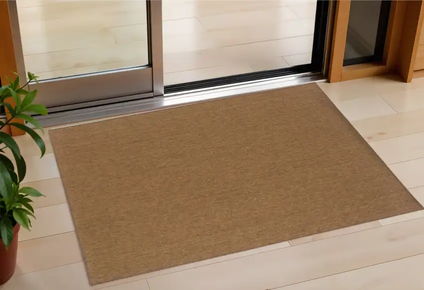 Tan Stain Resistant Indoor Outdoor Area Rug Photo 1