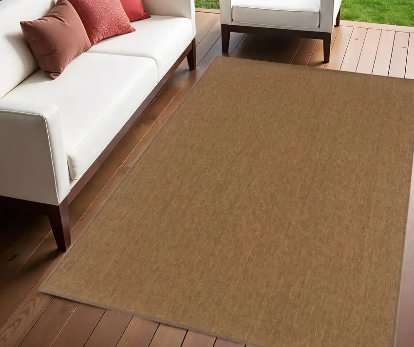 Tan Stain Resistant Indoor Outdoor Area Rug Photo 1