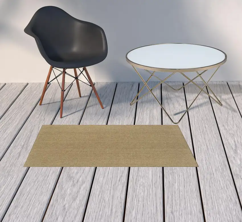 Tan Stain Resistant Indoor Outdoor Area Rug Photo 2