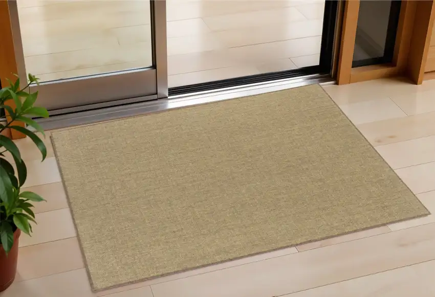 Tan Stain Resistant Indoor Outdoor Area Rug Photo 1