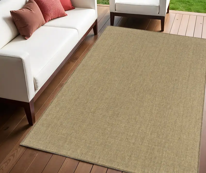 Tan Stain Resistant Indoor Outdoor Area Rug Photo 1